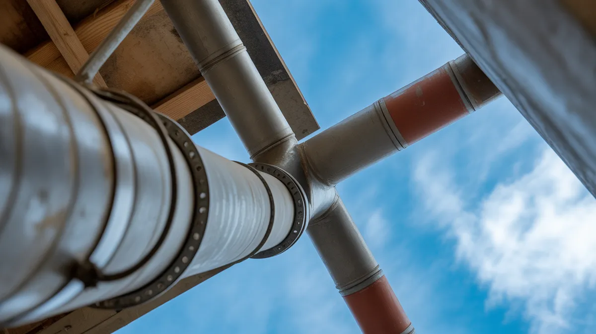Détail d'un conduit d'évacuation des fumées avec isolation thermique conforme aux normes