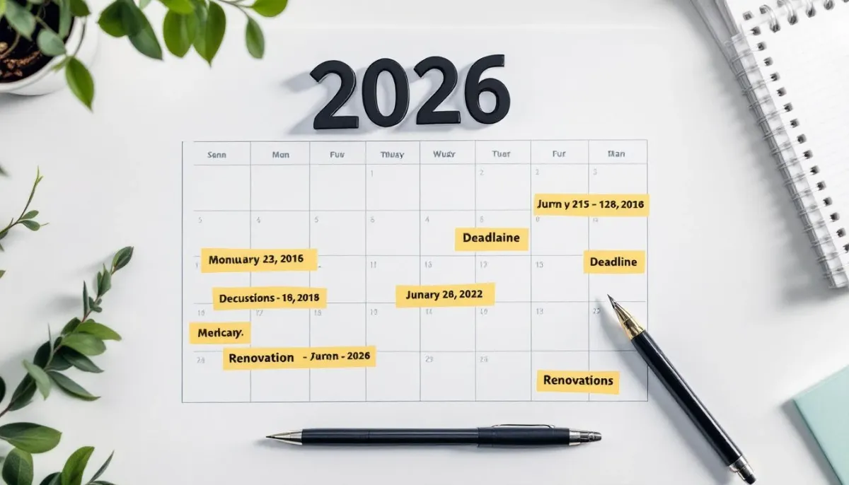 Calendrier 2026 avec délais importants et dates limites pour les demandes MaPrimeRénov