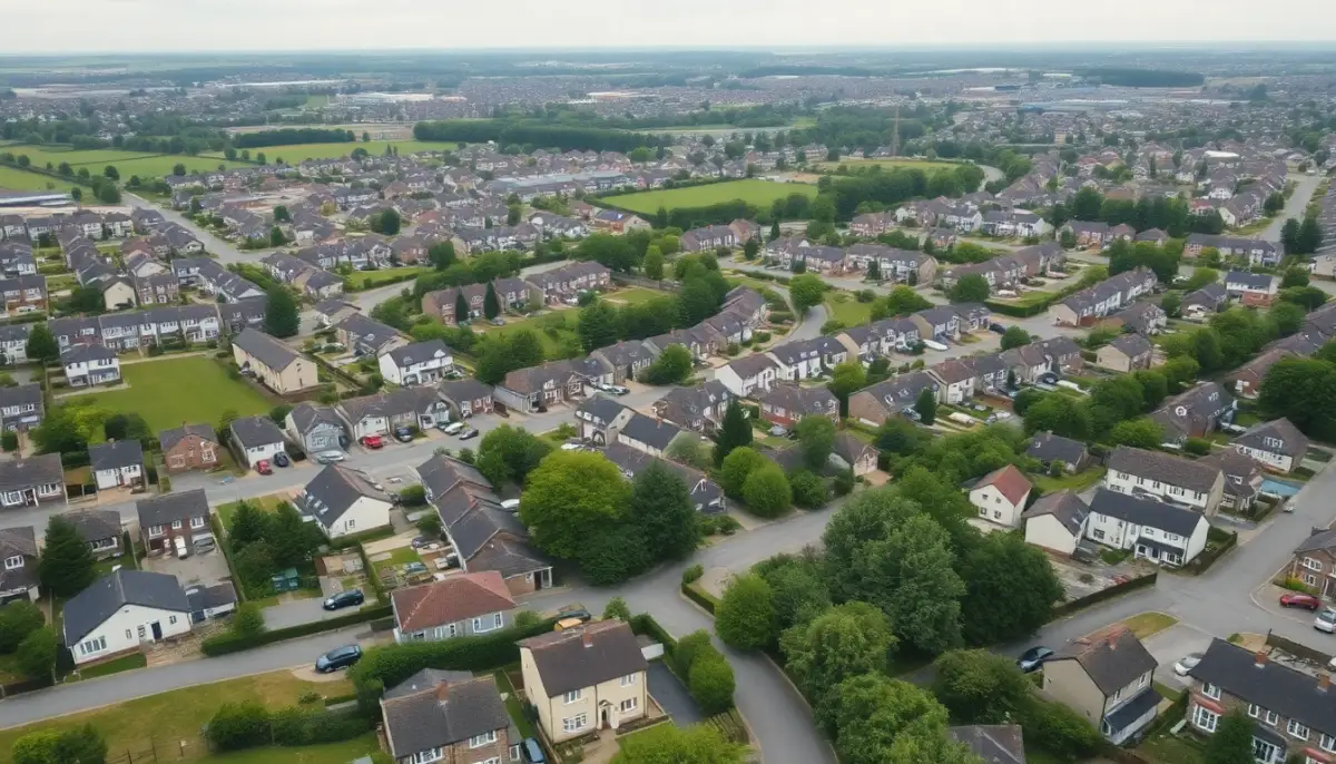 Vue d'ensemble d'un quartier résidentiel montrant la densité urbaine et les enjeux de rénovation thermique