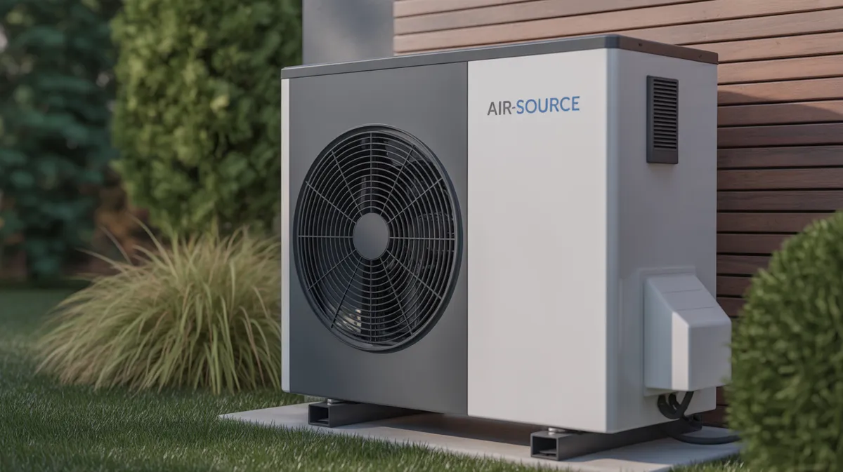 Pompe à chaleur air-eau installée dans un jardin résidentiel