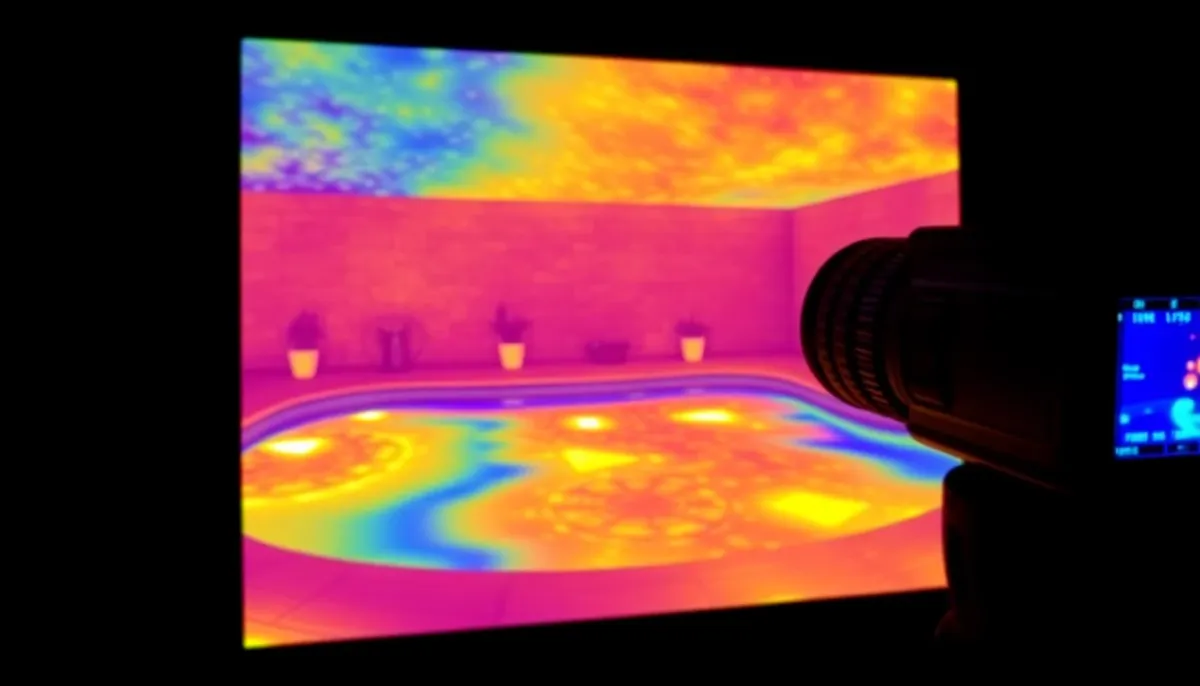 Caméra thermique détectant les variations de température pour identifier une fuite piscine