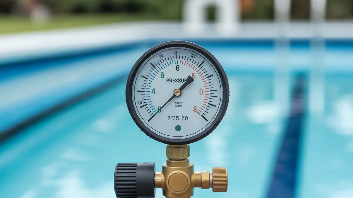 Manomètre de pression d'un système de filtration piscine montrant les niveaux d'encrassement