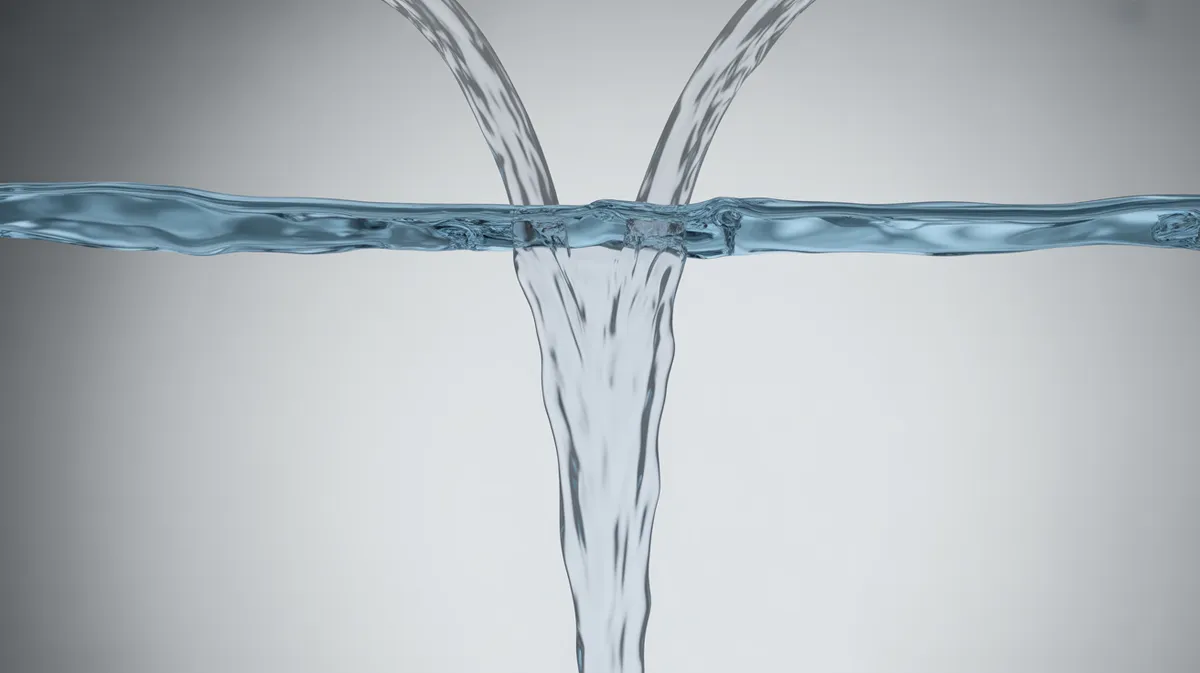 Gros plan d'eau circulant dans un tuyau transparent montrant la pression hydrostatique et la gravité