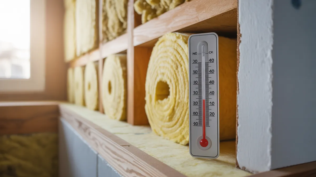 Isolation thermique d'une maison avec thermomètre montrant l'impact sur la consommation énergétique