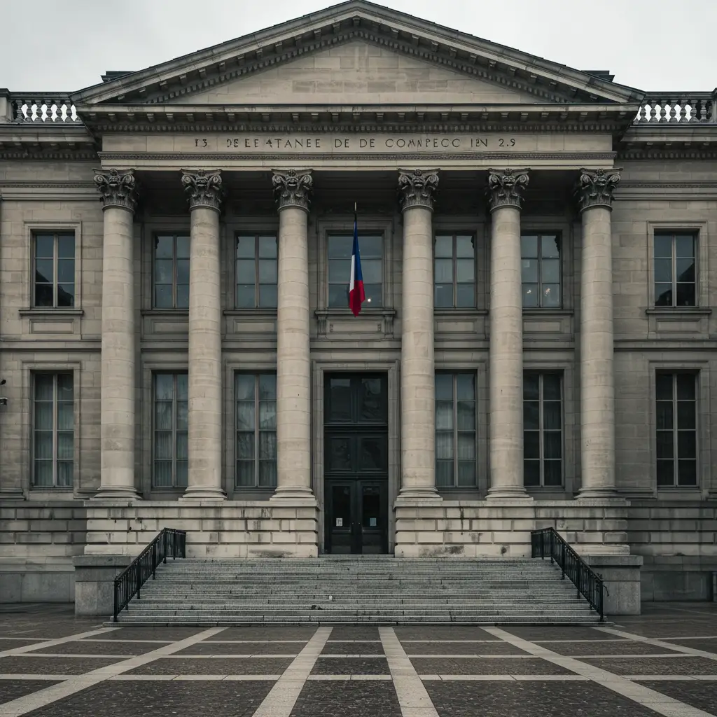 Façade d'un tribunal de commerce français, lieu où sont prononcées les radiations judiciaires d'entreprises