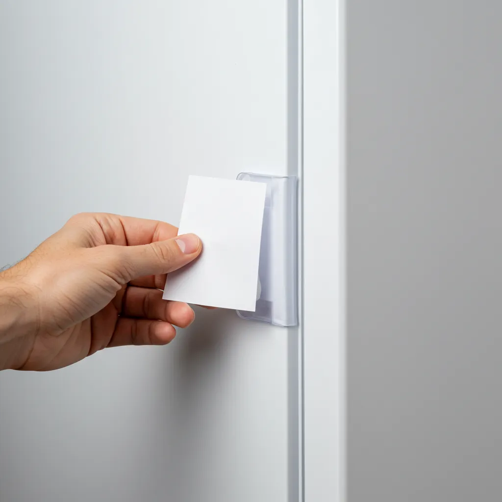 Test du joint de porte de réfrigérateur avec une feuille de papier glissée dans le joint pour vérifier son étanchéité