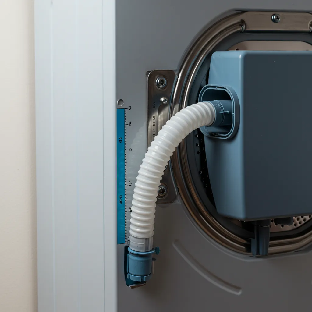 Tuyau d'évacuation d'une machine à laver correctement positionné à l'arrière