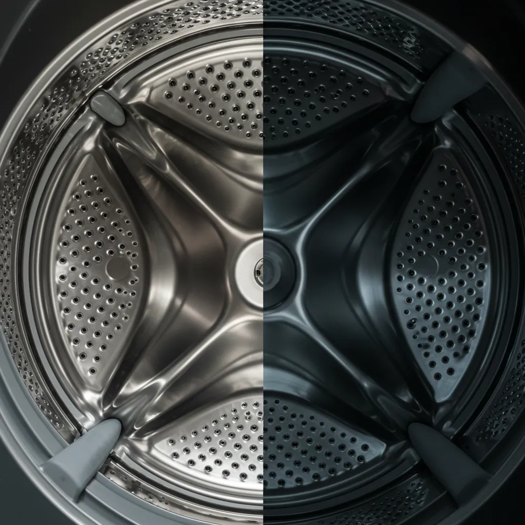 Comparaison visuelle entre les composants de qualité premium et les pièces bon marché d'un lave-linge