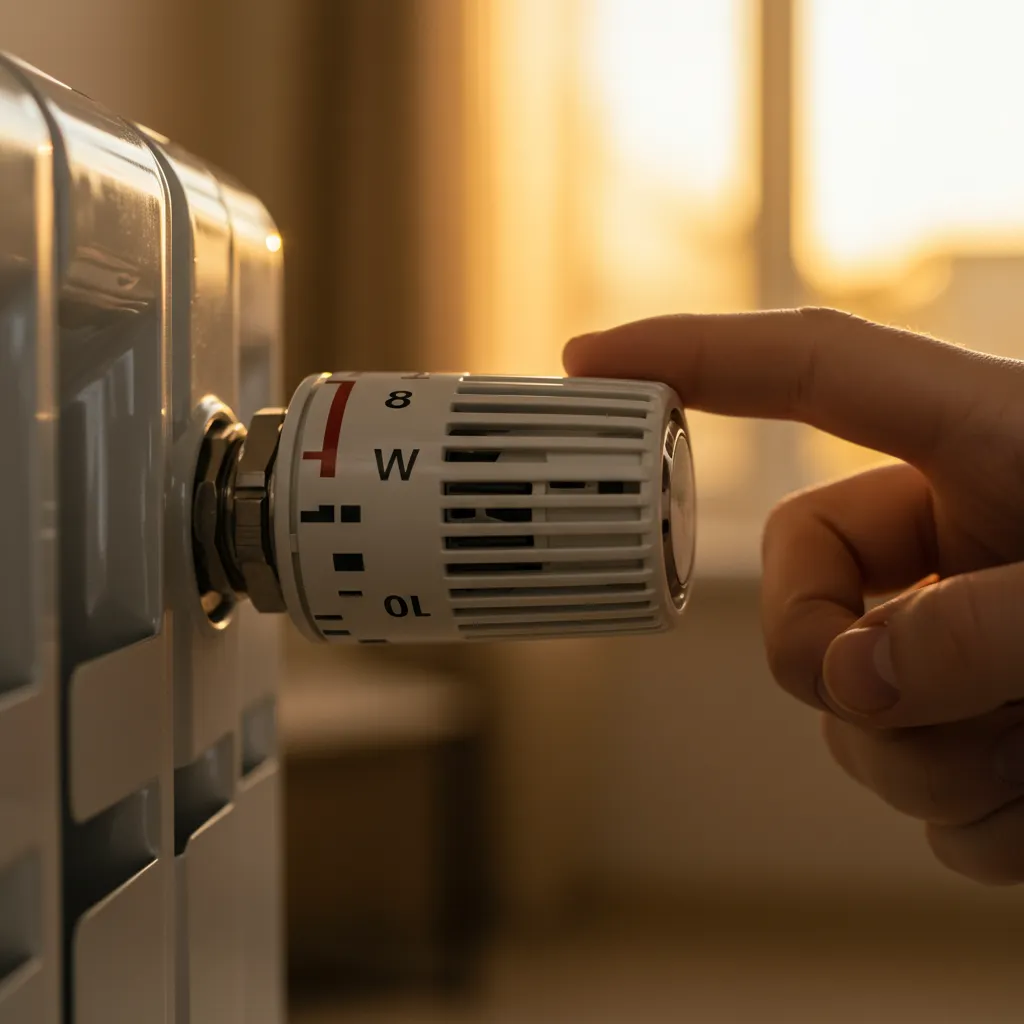 Réglage du thermostat d'un radiateur électrique pour optimiser la puissance de chauffe d'une pièce de 20 m²