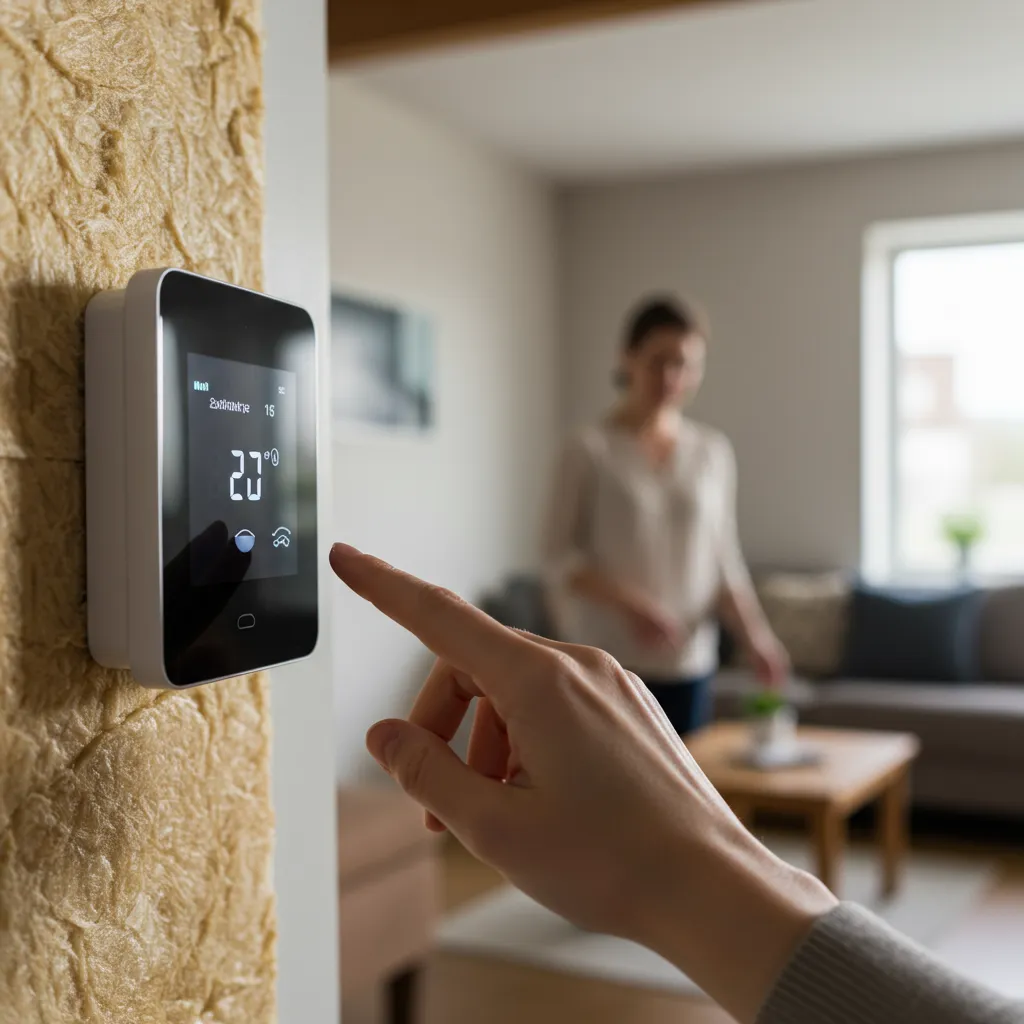 Thermostat connecté dans un logement bien isolé pour optimiser le temps de chauffe d'une pièce de 20 m² en 2026