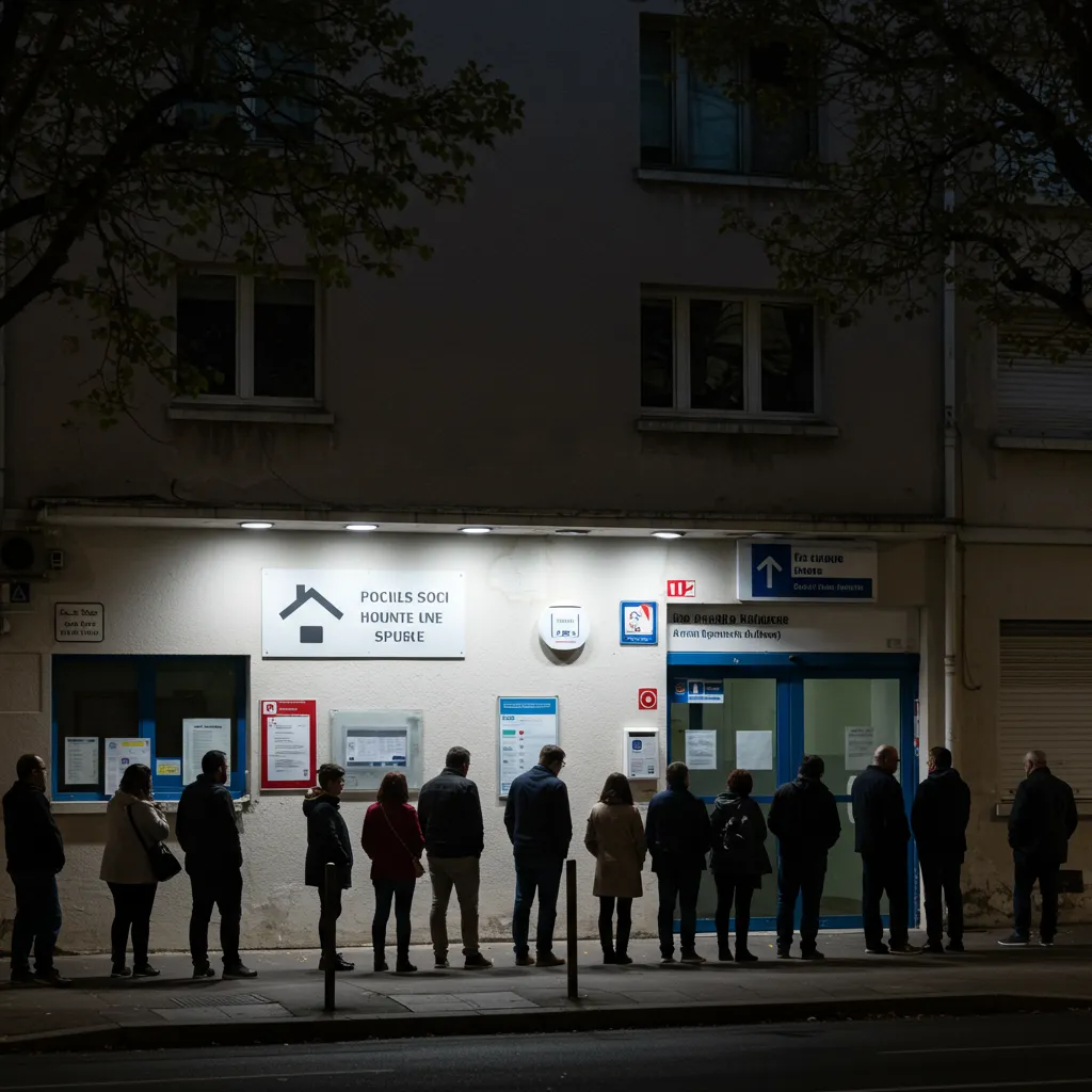 File d'attente devant un organisme de logement social illustrant la pression extrême sur le marché du logement social en France