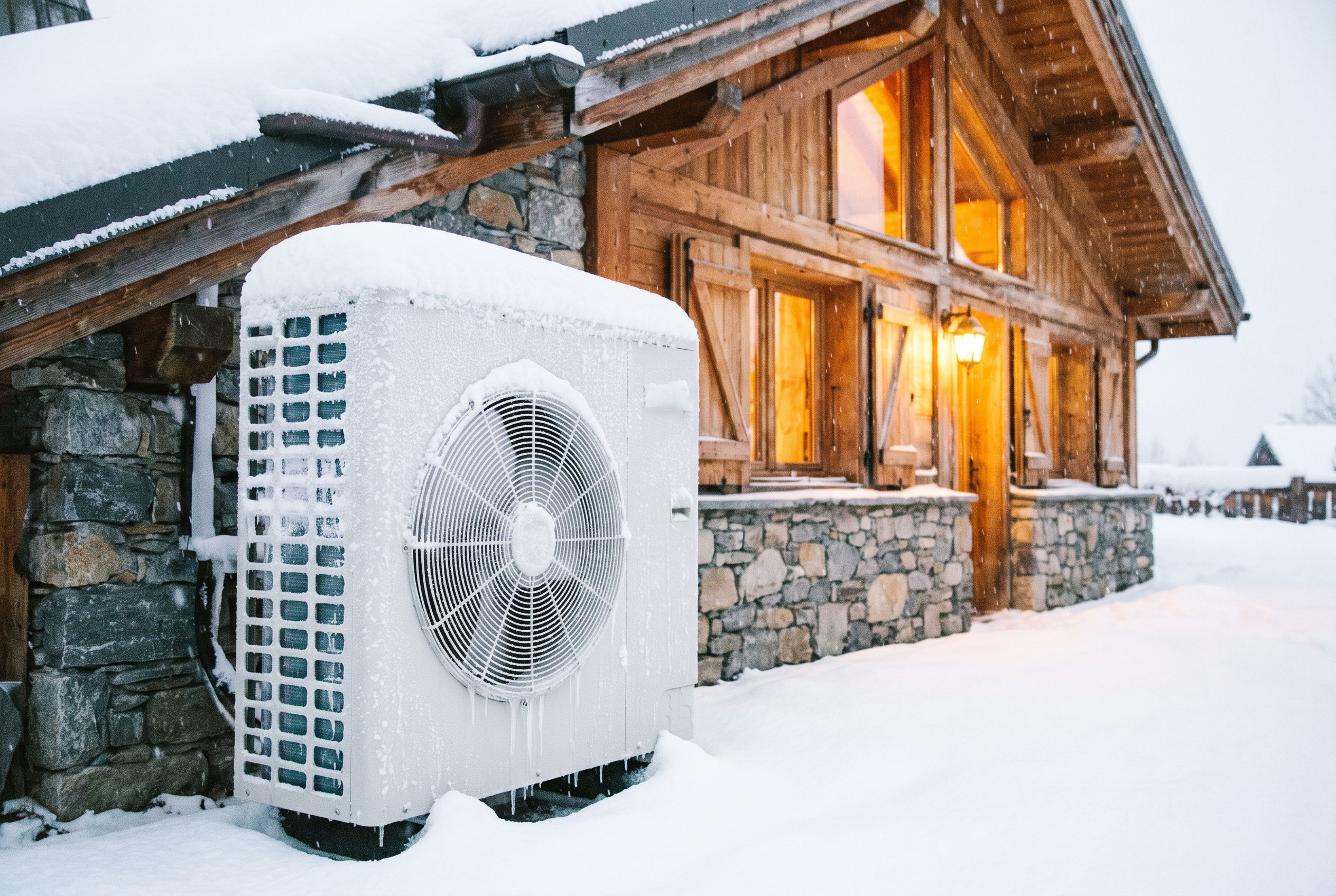 Pompe à chaleur Zubadan fonctionnant par temps froid et neigeux