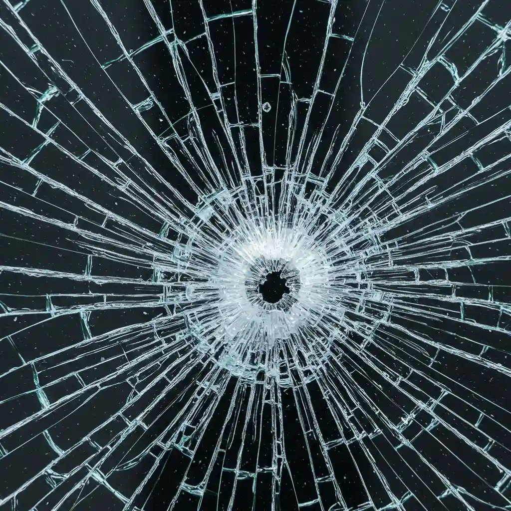 Gros plan détaillé d'une fissure sur vitrocéramique montrant les lignes de fracture et les motifs de contrainte