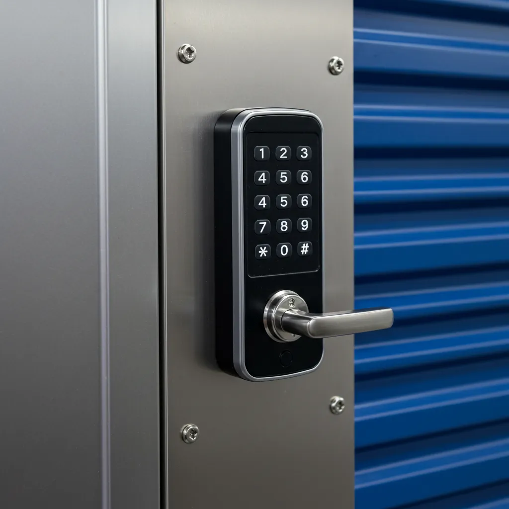 Porte de box de self-stockage sécurisée avec serrure numérique et code d'accès personnel