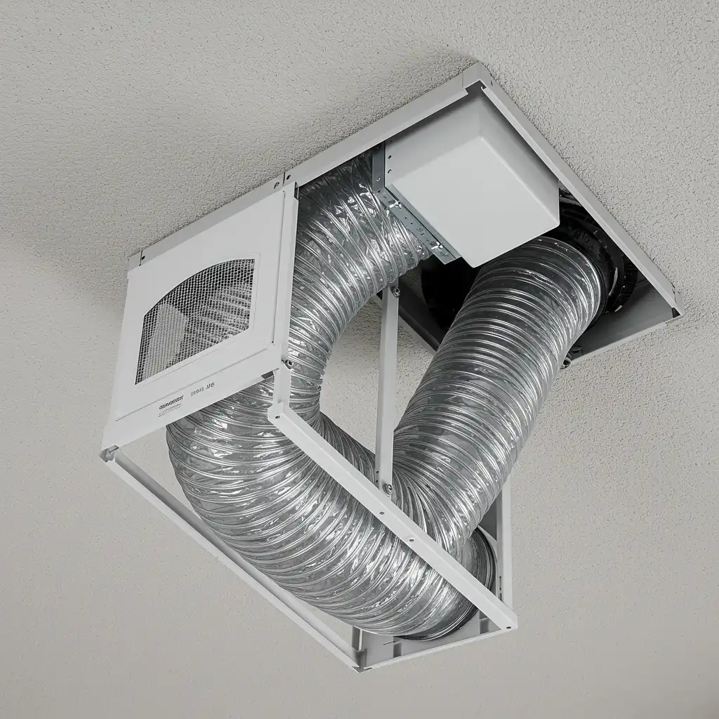 Installation correcte d'une sortie d'évacuation extérieure pour sèche-linge avec gaine, grille et clapet anti-retour