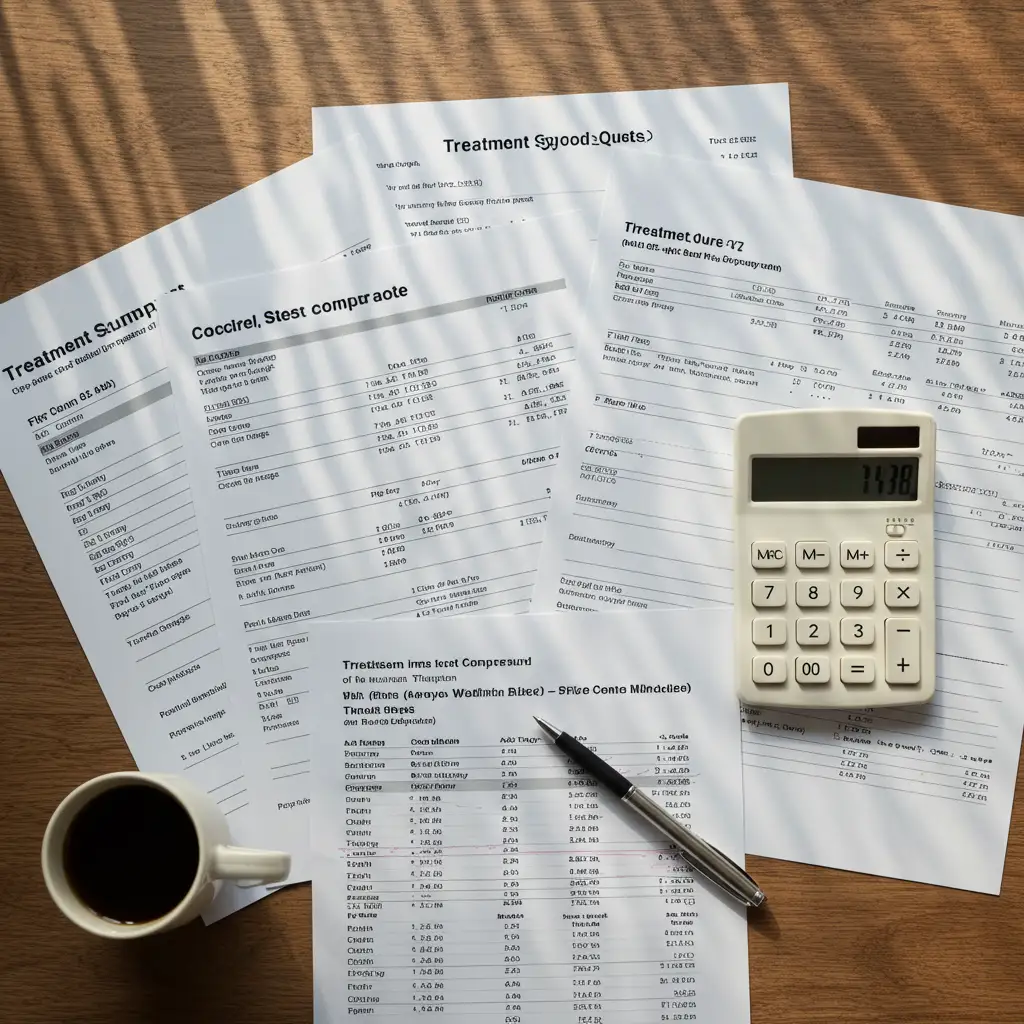 Devis et documents de tarification pour traitement des vrillettes disposés sur une surface en bois