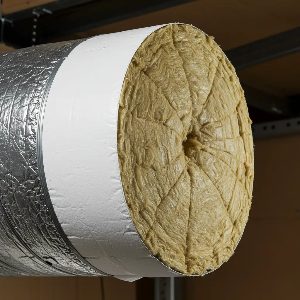 Installation de calorifugeage et isolation thermique sur gaine de VMC